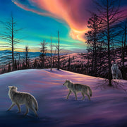 Wolf pack in the snow - Oil Painting Canvas Print