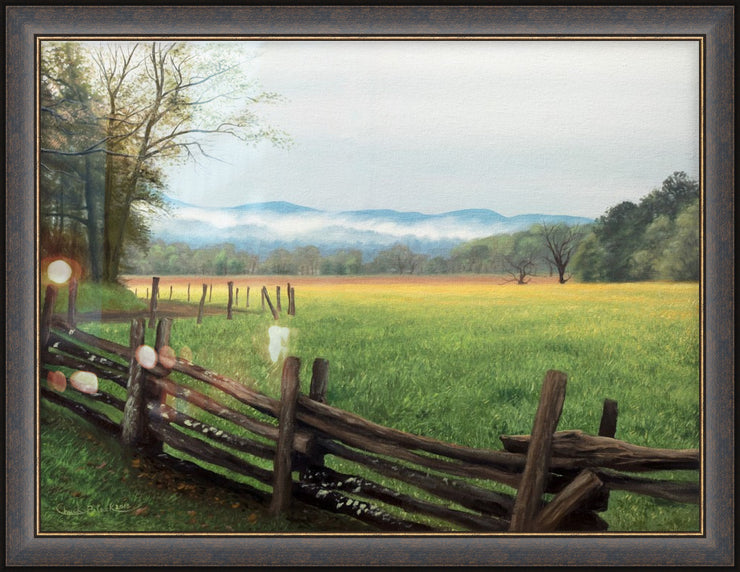 "Misty Mornings" - Framed Smoky Mountains, Cades Cove Art Print