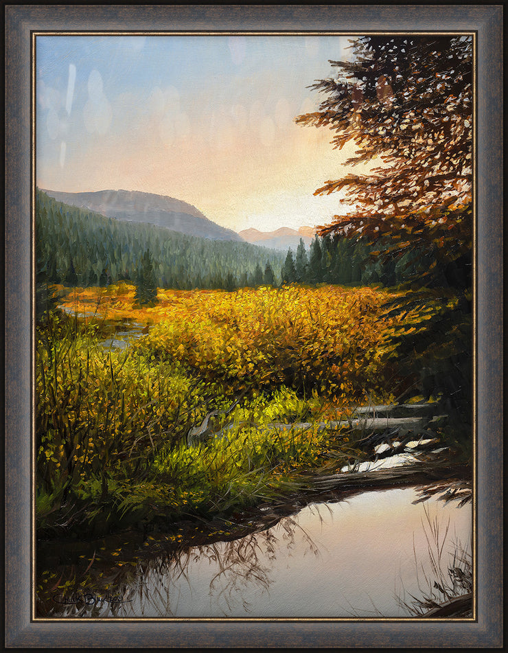 "Reflections of Past" - Framed Sunset Landscape Art Print