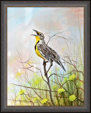 "Western Song" - Framed Western Meadowlark Art Print