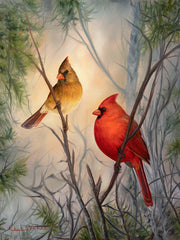 bird painting, northern cardinals art print