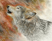 Original Howling Wolf Painting - "Winter's First Call" 11x14