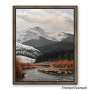 Framed Canvas Print of Winter Scene in Yellowstone Country with Wispy Willows