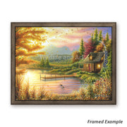 Framed 'High-country Cinnamon' Mountain Cabin Canvas Print, Cozy and Warm, with Waterfowl Detail