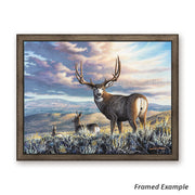 Framed Mule Deer Buck Canvas Art, 'The Inspiration', Stunning Design, Vibrant Colors