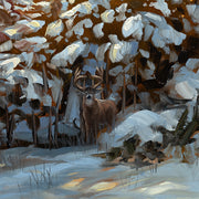 "Fresh Snow" - Whitetail Buck Winter Landscape Art Print