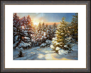 "Fresh Snow" - Whitetail Buck, Winter Landscape Framed Art Print
