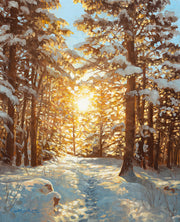 8x10 Snowy Forest Landscape Painting