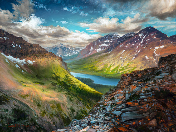 Rising above Glacier National Park Landscape Painting - Fine Art Print