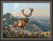 "Western Monarch" - Badlands Landscape, Mule Deer Framed Art Print
