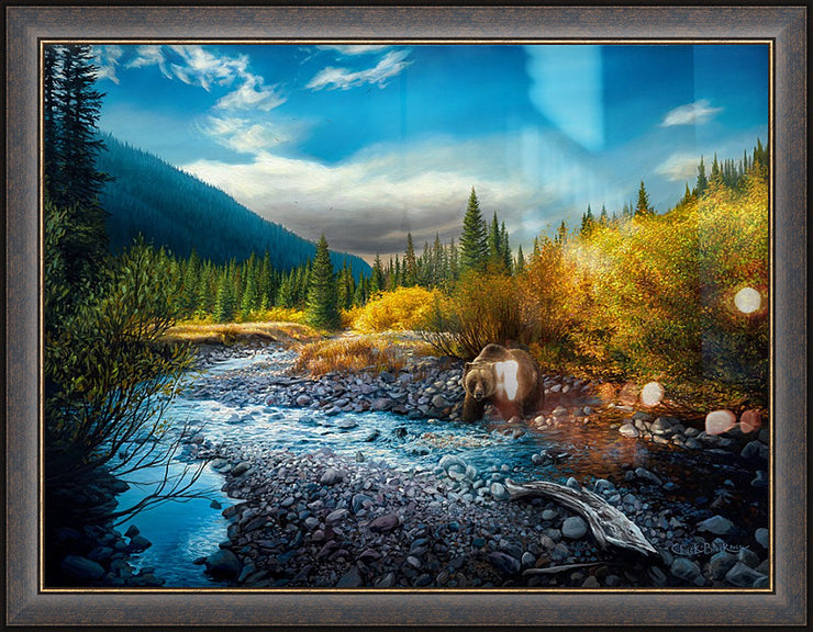 "A Different Beauty" - Framed Wildlife Landscape Art Print, Grizzly Bear