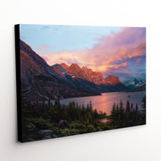 A Lasting Impact' canvas art print capturing the outdoor beauty and color of a sunrise in Glacier National Park