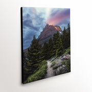 'Heavenly' Canvas Art Print - Glacier National Park sunrise over mountain