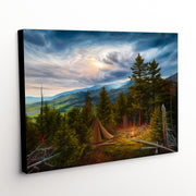 'Memories Untold' canvas art, capturing the tranquility and vibrant hues of a peaceful campfire scene