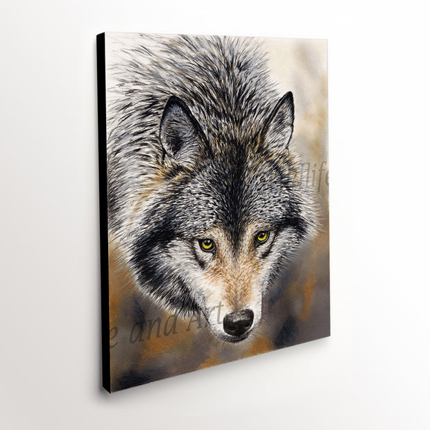 Nature's Beauty Canvas Art Print - magnificent Timber Wolf detail