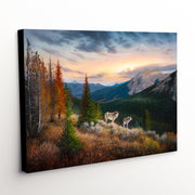 Beautiful Wolf Landscape Canvas Art Print, rich in color and detail, displayed in a modern home setting