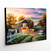 'The Good Life' Canvas Art Print - peaceful farm at sunset