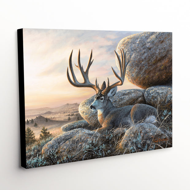 Mule Deer Buck Canvas Art Print - The Lawmaker, stunning western landscape