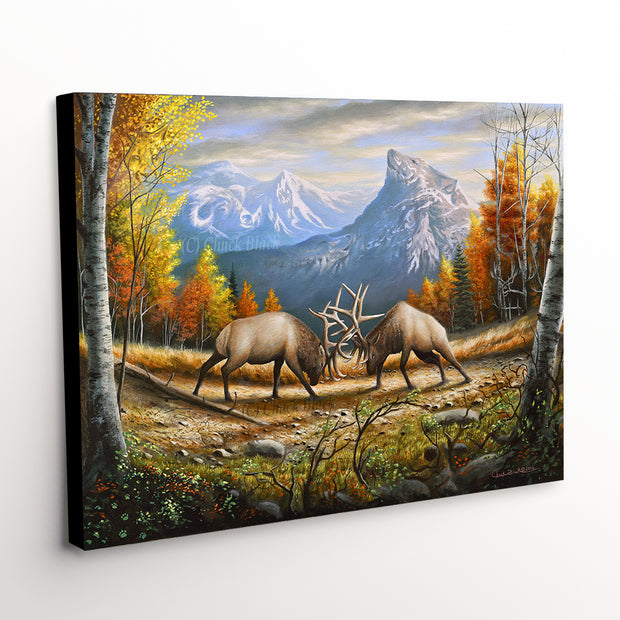 Canvas Art Print of 'The Wild Frontier' with Majestic Mountains and Rich Autumn Landscape