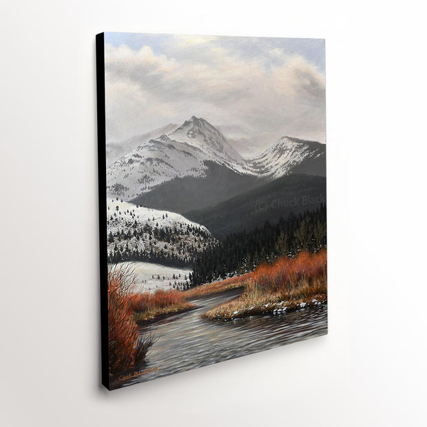 Canvas Art Print of Yellowstone Country Winter Landscape with Winding River